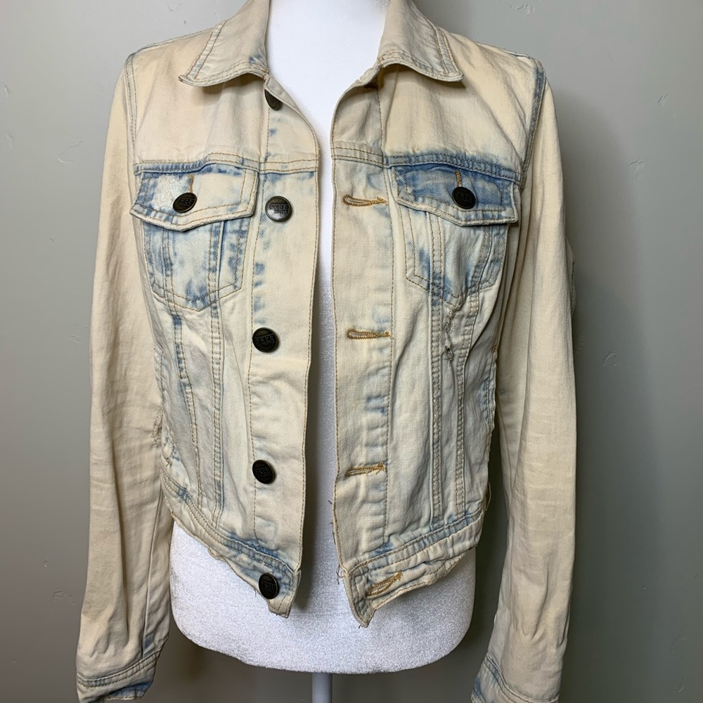 Free People Distressed Bleached Acid Jean Jacket